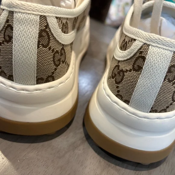 Gucci Tan Monogram Canvas Sneakers - Picture 5 of 10